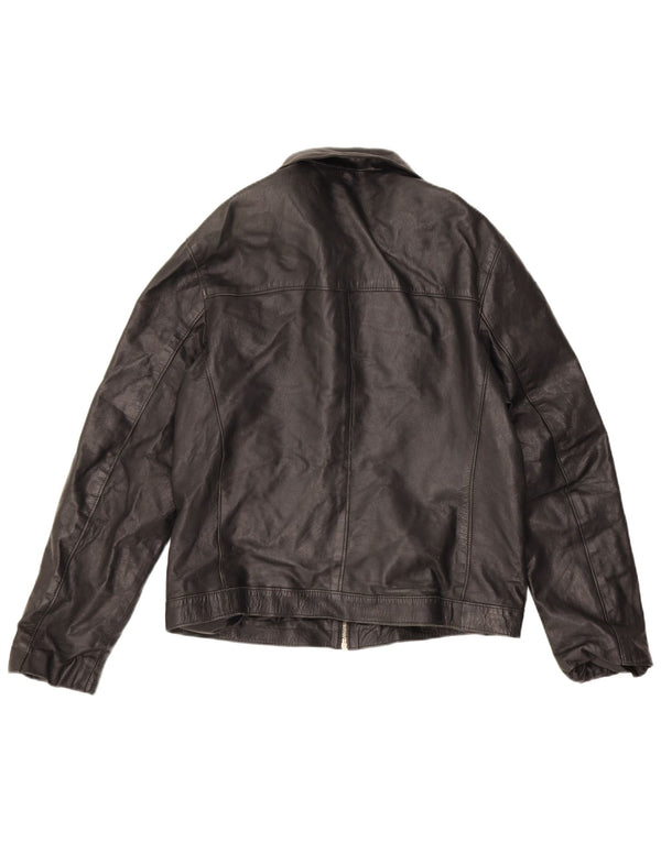 Vintage hombres chaqueta de cuero Reino Unido 38 medio negro
