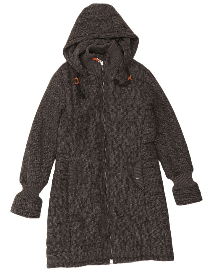KHUJO Abrigo con capucha para mujer UK 20 2XL Poliéster moteado gris