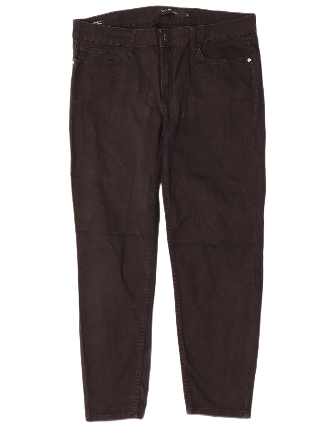 CALVIN KLEIN Pantalones casuales ajustados para mujer US 14 XL W34 L26 Algodón negro