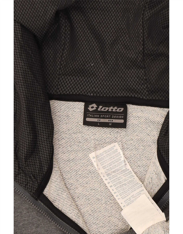 Lotto Hombre Sudadera Con Capucha Y Cremallera Gráfica De Algodón Gris Medio