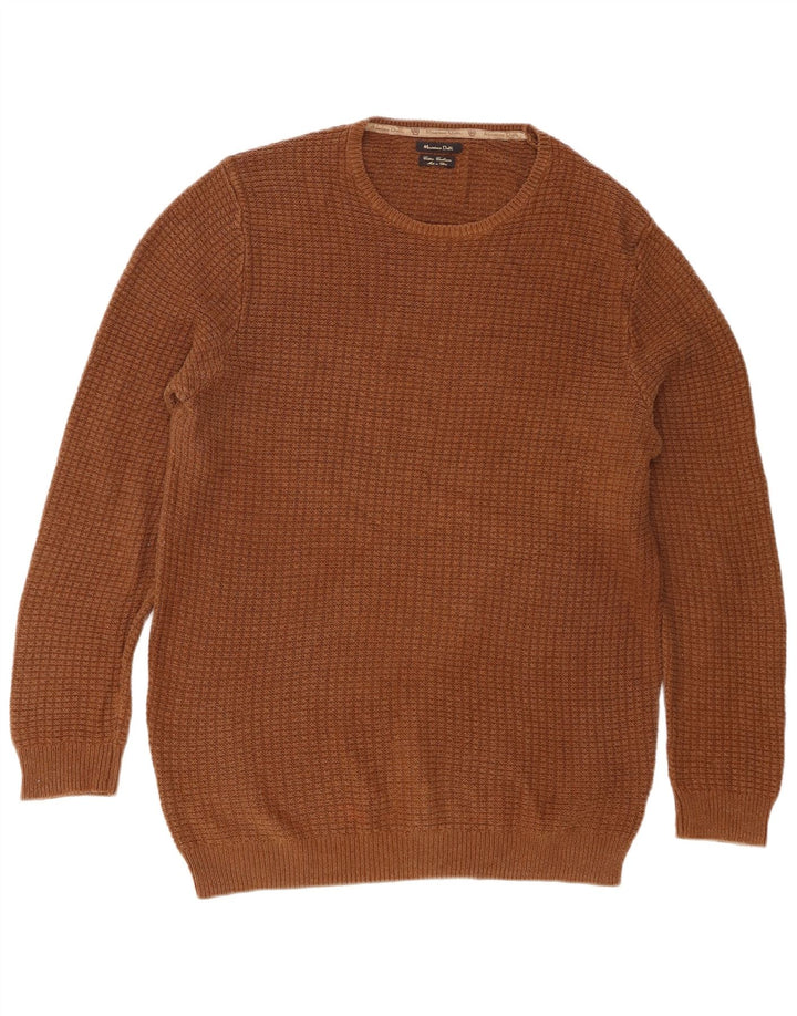 Massimo Dutti Jersey Cuello Redondo Hombre Large Marrón Algodón