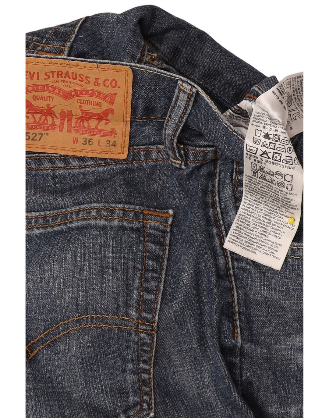 Levi's Hombre 527 Vaqueros Bootcut W36 L34 Algodón Azul Marino