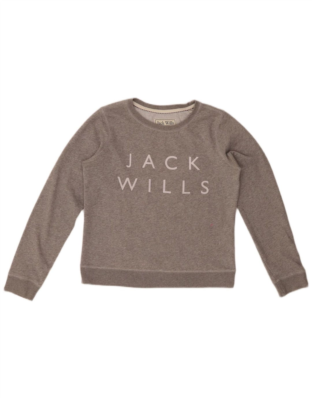JACK WILLS Sudadera gráfica para mujer Jumper UK 12 Gris medio moteado