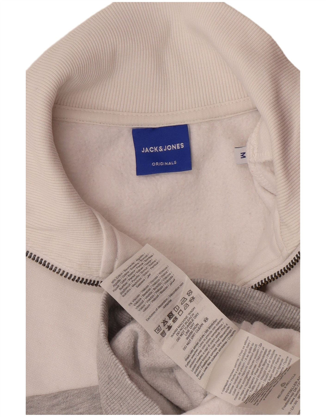 JACK & JONES Hombre Sudadera Gráfica Jumper Medium White Colorblock
