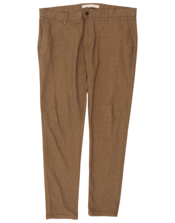 Zara Mens Slim Chino Pantalones EU 44 Large W34 L30 Beige