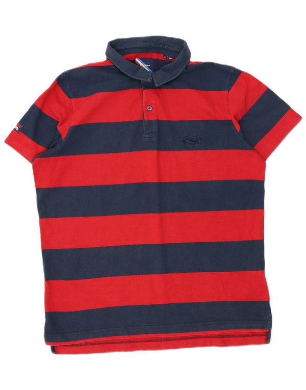 Superdry Polo para hombre 2XL Algodón a rayas rojas