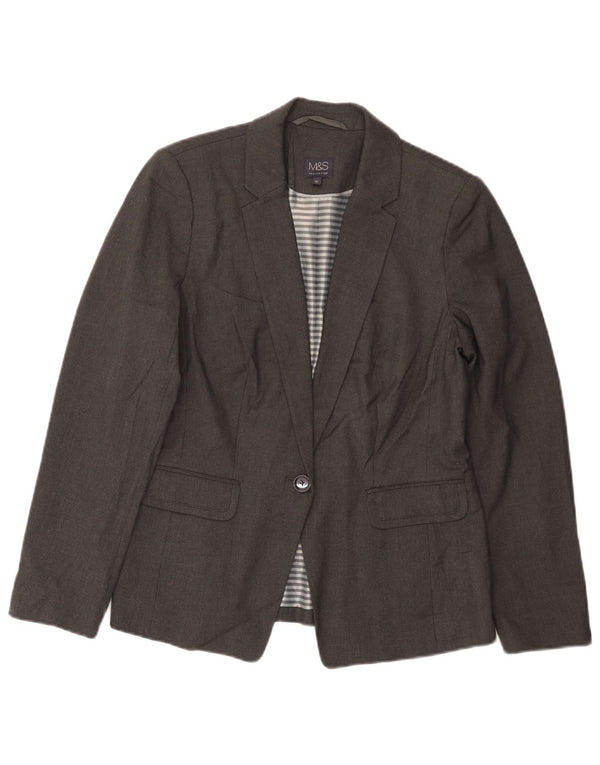 Marks & Spencer Chaqueta tipo blazer con 1 botón para mujer UK 42 Poliéster gris medio