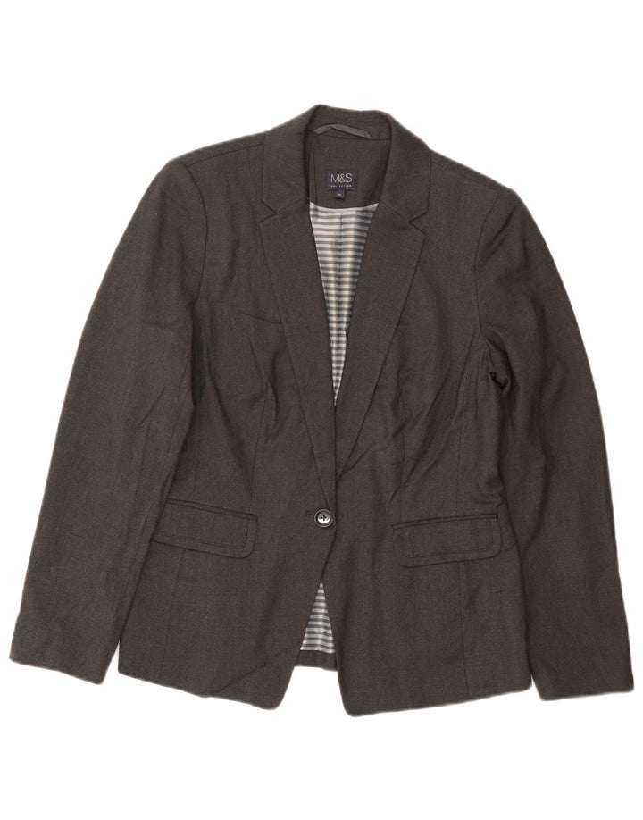 Marks & Spencer Chaqueta tipo blazer con 1 botón para mujer UK 42 Poliéster gris medio
