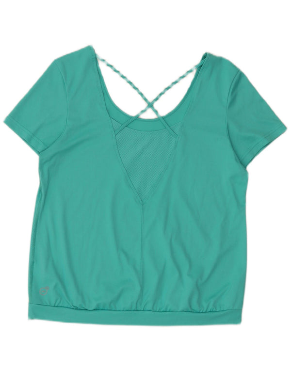 Puma Mujer Camiseta Top UK 40 Grande Turquesa Geométrico Poliéster