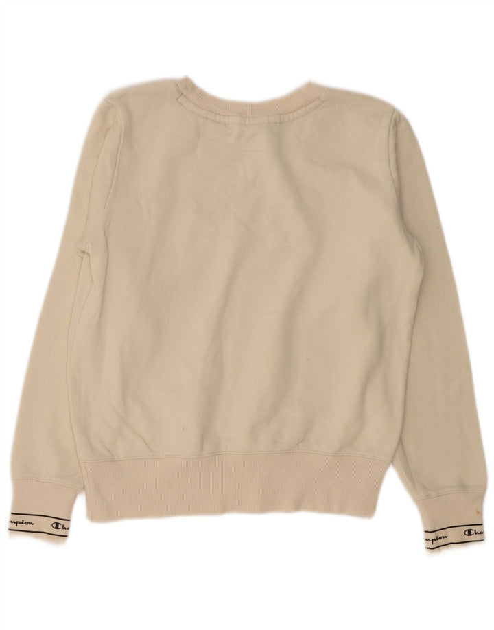 Champion Sudadera de gran tamaño con gráfico para mujer UK 10 Small Off White