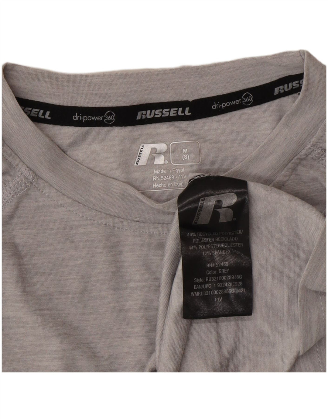 Russell Athletic Boys Dri-Power Top Manga Larga 7-8 Años Gris Medio