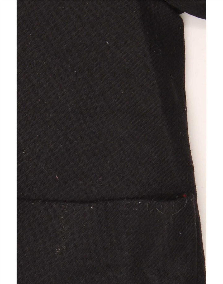 Zara Mujer Abrigo Extragrande Con Capucha UK 10 Small Lana Negra