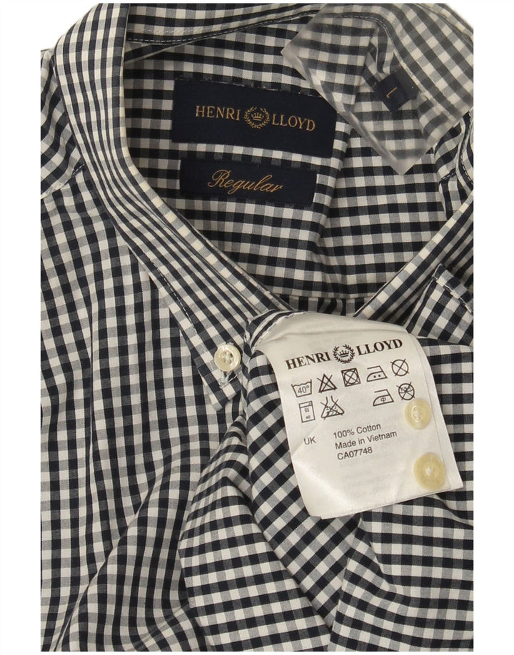 Henri Lloyd Camisa de corte regular para hombre Algodón a cuadros negro grande