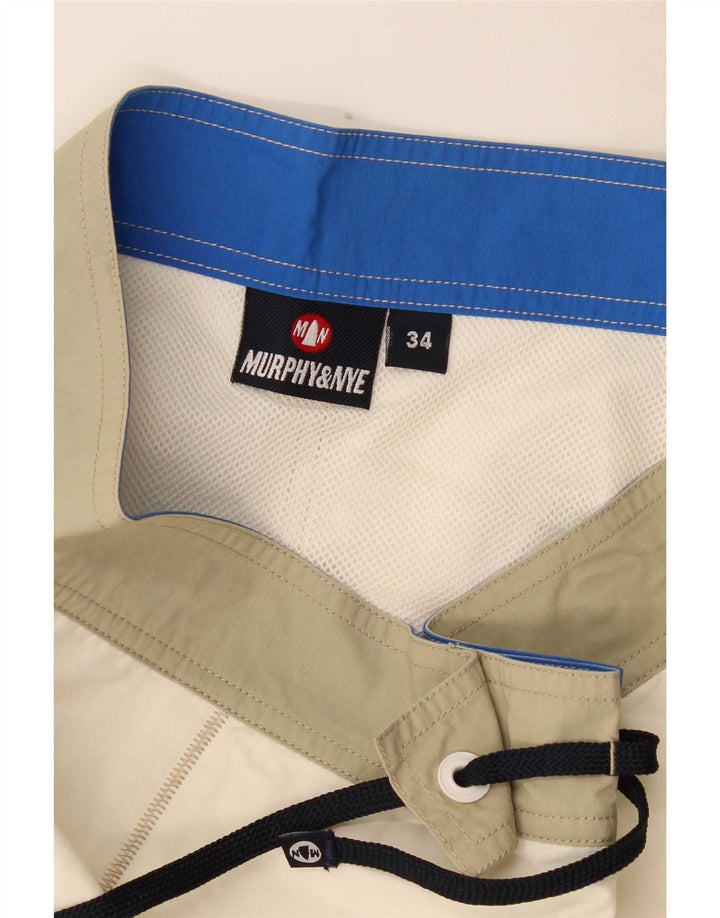 Murphy & Nye Bañador con estampado gráfico para hombre, talla grande, color blanco, poliamida