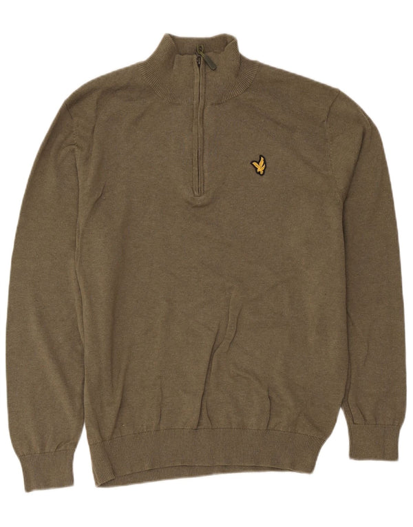 Lyle & Scott Jersey con cuello y cremallera para mujer UK 20 2XL Algodón caqui