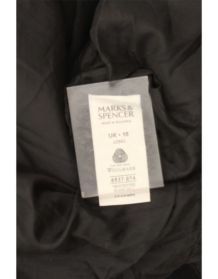 Marks & Spencer Abrigo largo para mujer UK 40 XL Lana virgen negra