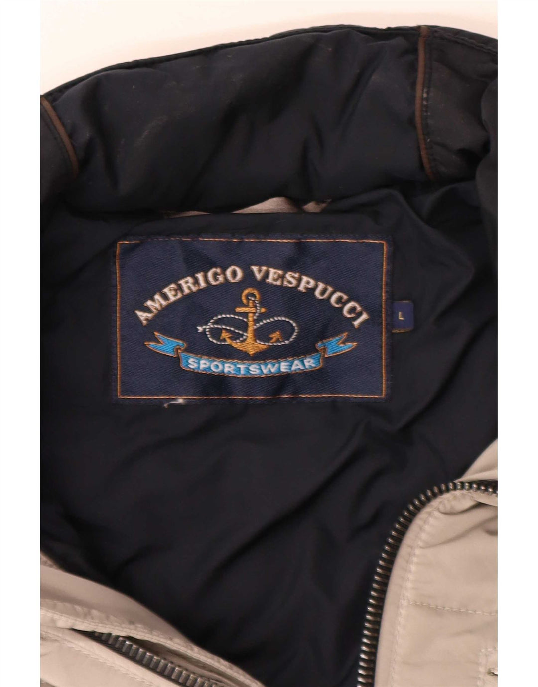 Amerigo Vespucci Chaqueta acolchada para hombre UK 40 Large Gris Colorblock Poliamida