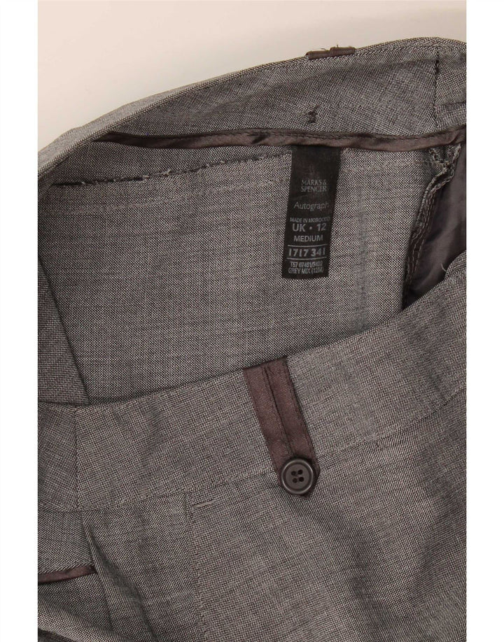 Marks & Spencer Pantalones Capri para Mujer UK 12 Medium W32 L22 Poliéster Gris