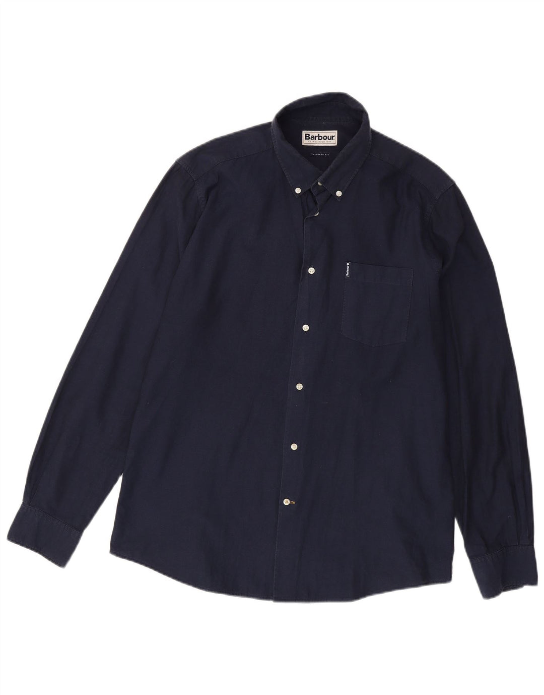 BARBOUR Camisa a medida para hombre Algodón azul marino grande