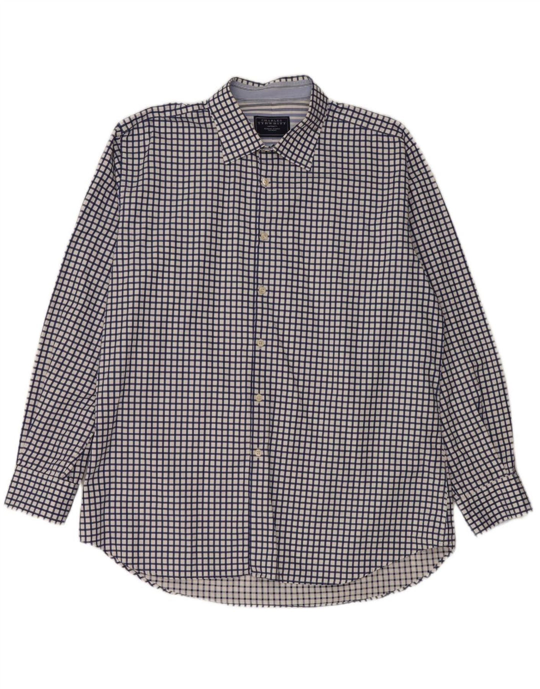CHARLES TYRWHITT Mens Shirt XL Navy Blue Check Cotton