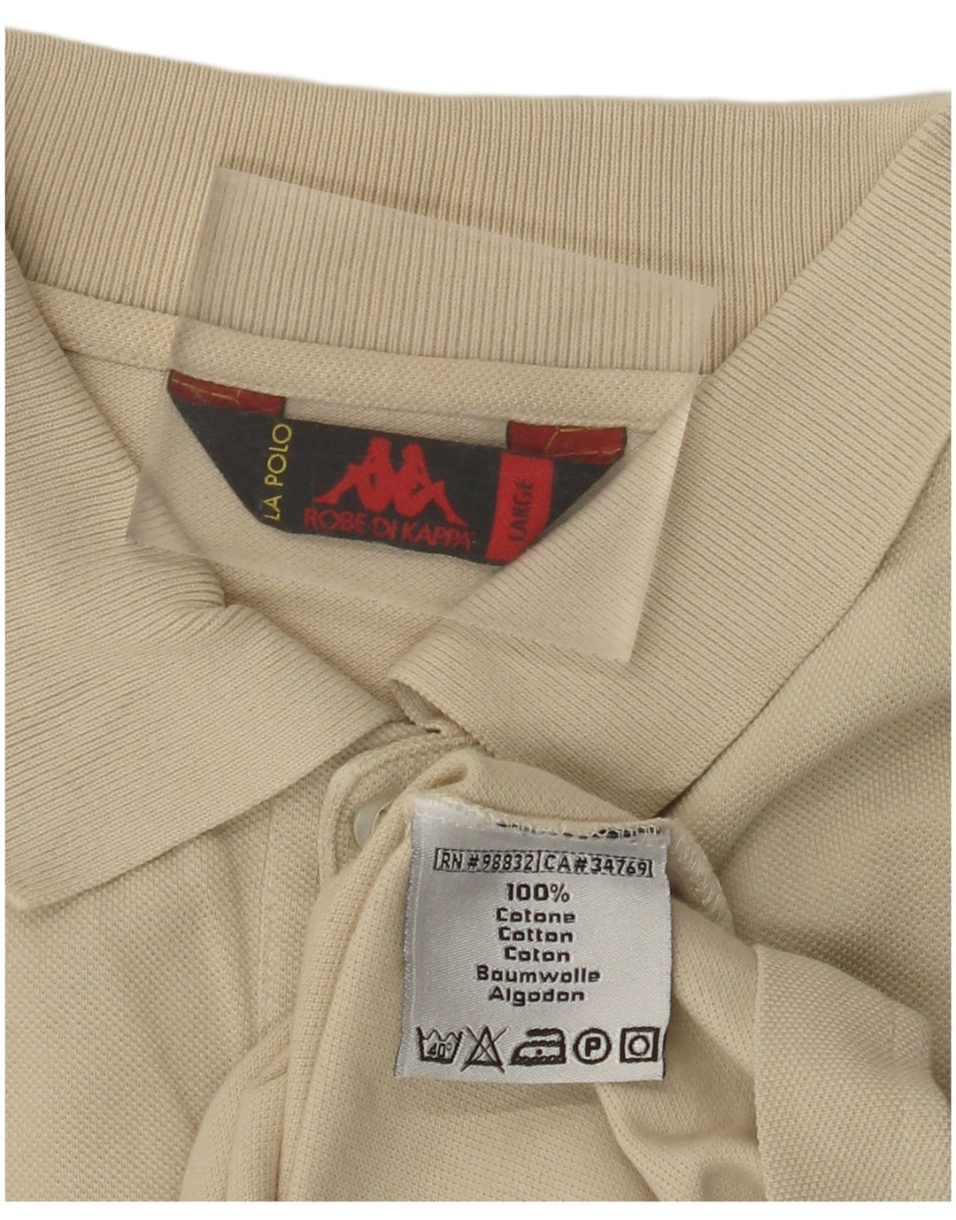 KAPPA Polo de manga larga para hombre, tamaño grande, algodón beige