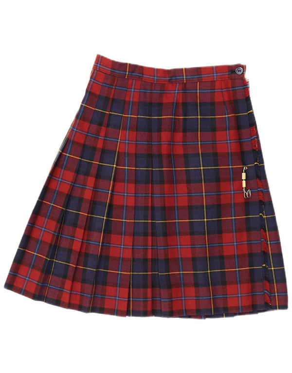 NORTONS Falda cruzada plisada de cintura alta para mujer IT 44 Medium W26 Red Plaid