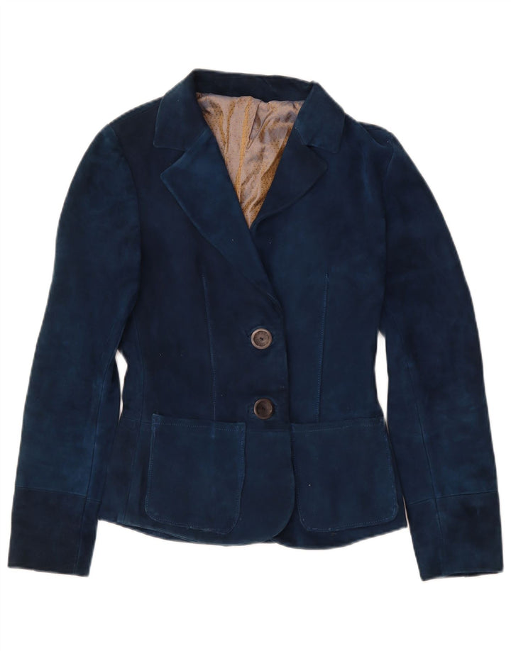 Vintage mujer 2 botones Blazer chaqueta Reino Unido 4 XS azul marino