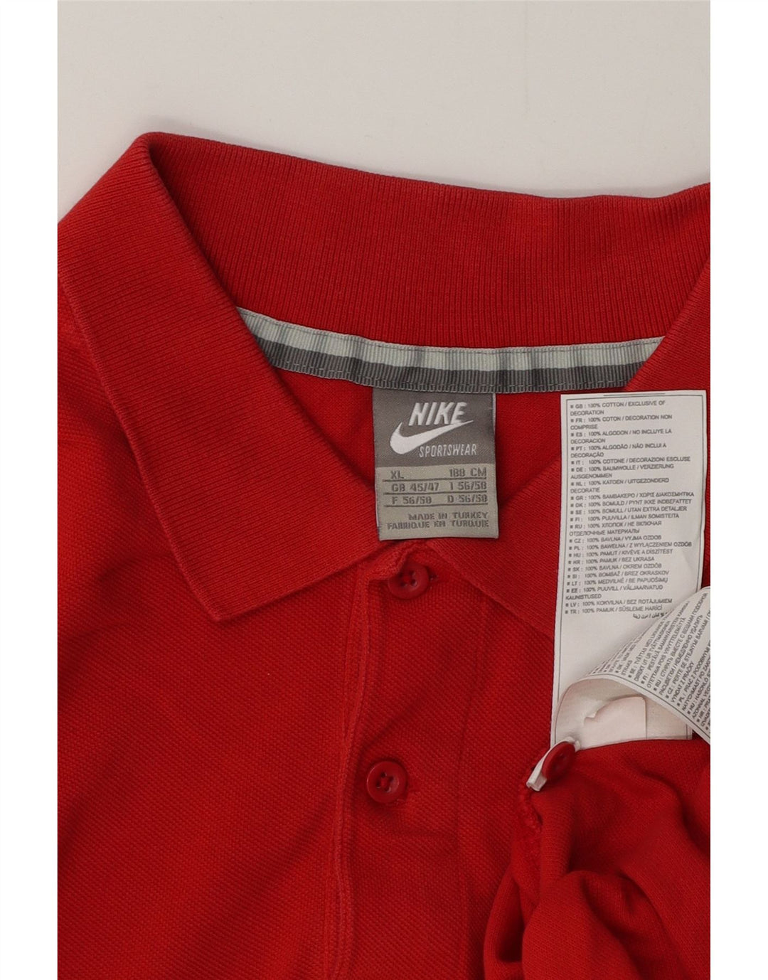 NIKE Polo Hombre UK 45/47 XL Rojo Algodón