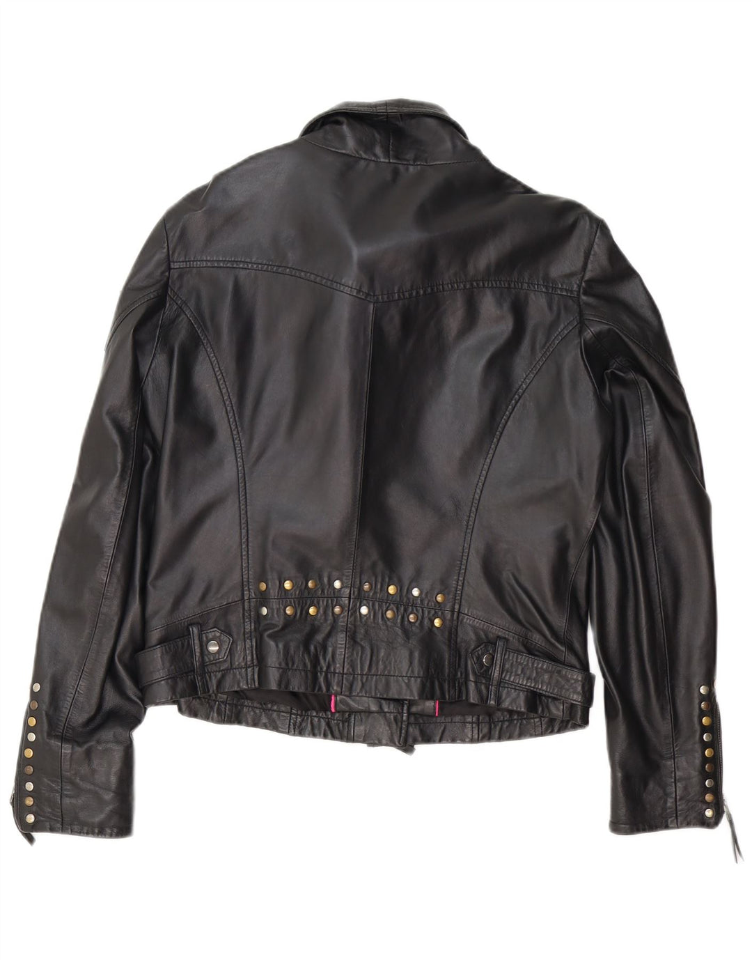 Biba Chaqueta motera de cuero para mujer UK 44 Medium Black Leather