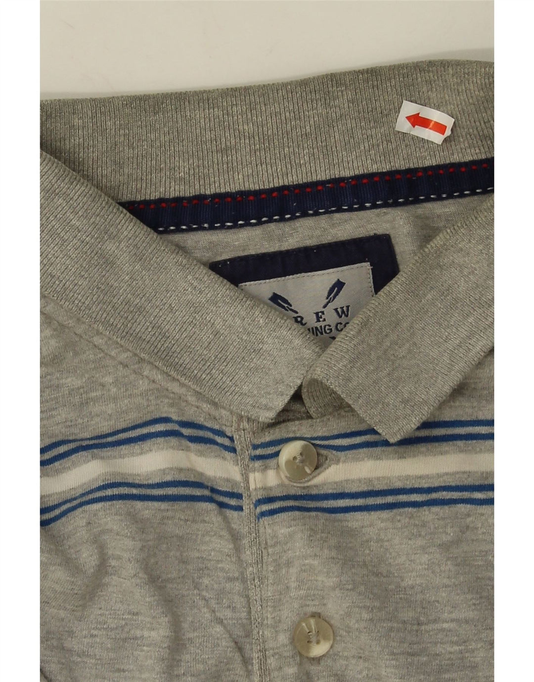 Crew Clothing Polo para hombre de algodón a rayas gris medio