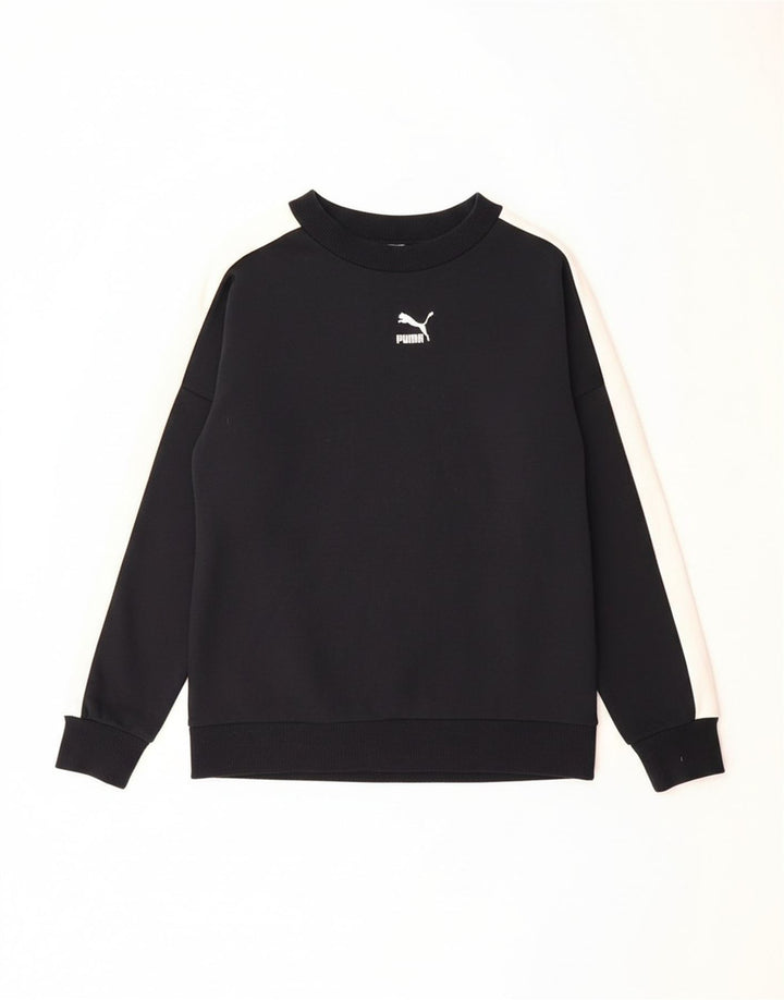 PUMA Mens Sweatshirt Jumper XS Black Colourblock Cotton