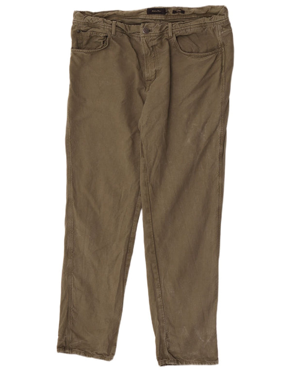 Massimo Dutti Pantalones Casuales Rectos para Hombre EU 44 Large W34 L29 Caqui