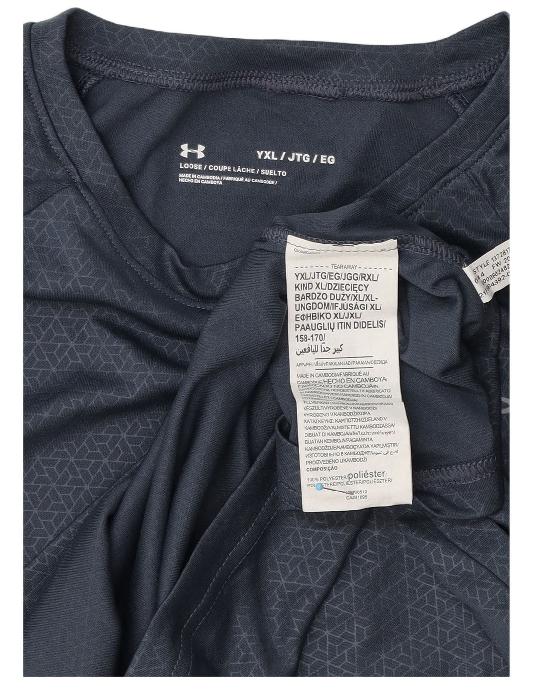 Under Armour Camiseta para niño Top 13-14 años XL Gris Geométrico Poliéster