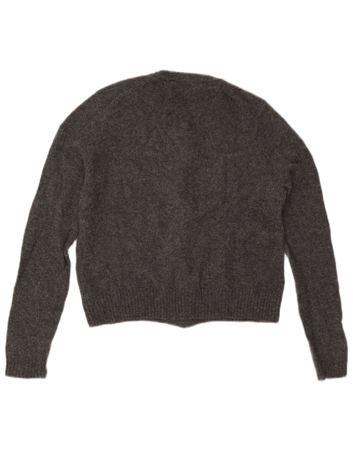 Zara Mujer Cárdigan Suéter UK 10 Small Gris Lana