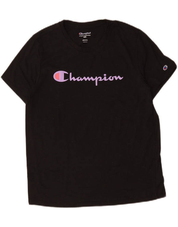 CHAMPION Camiseta gráfica para mujer Top UK 14 Medium Black Cotton