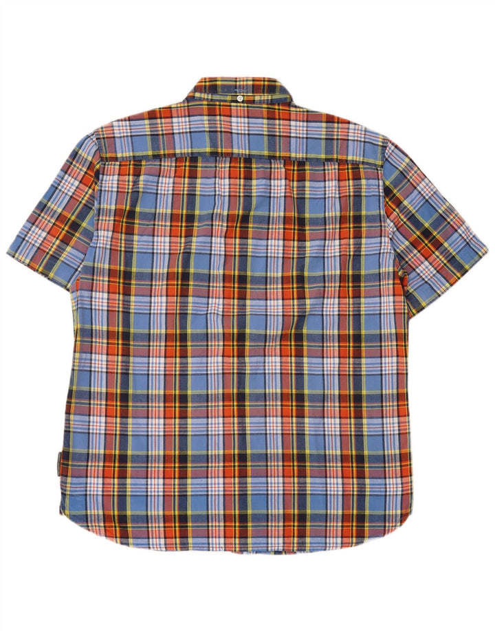 FRENCH CONNECTION Mens Short Sleeve Shirt Large Multicoloured Check Cotton