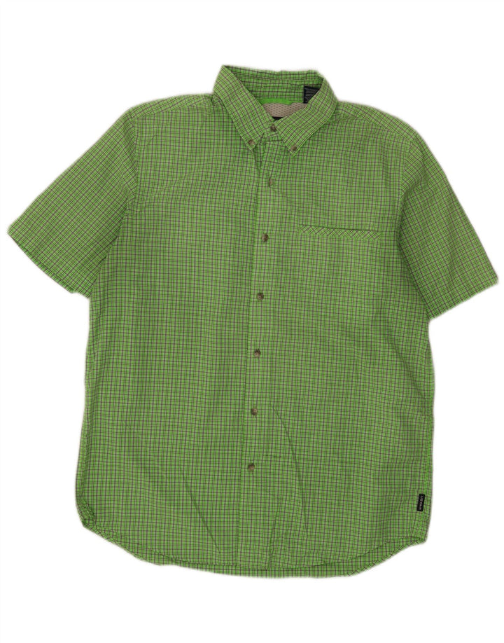Chaps Camisa de manga corta para hombre Poliéster a cuadros verde medio