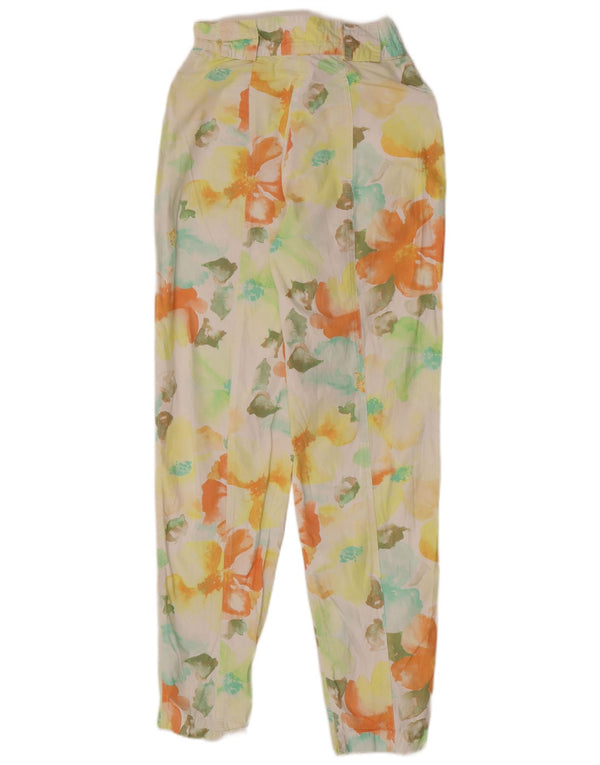 Vintage Womens Tapered Trousers UK 12 Medium W25 L29 Multicoloured Floral