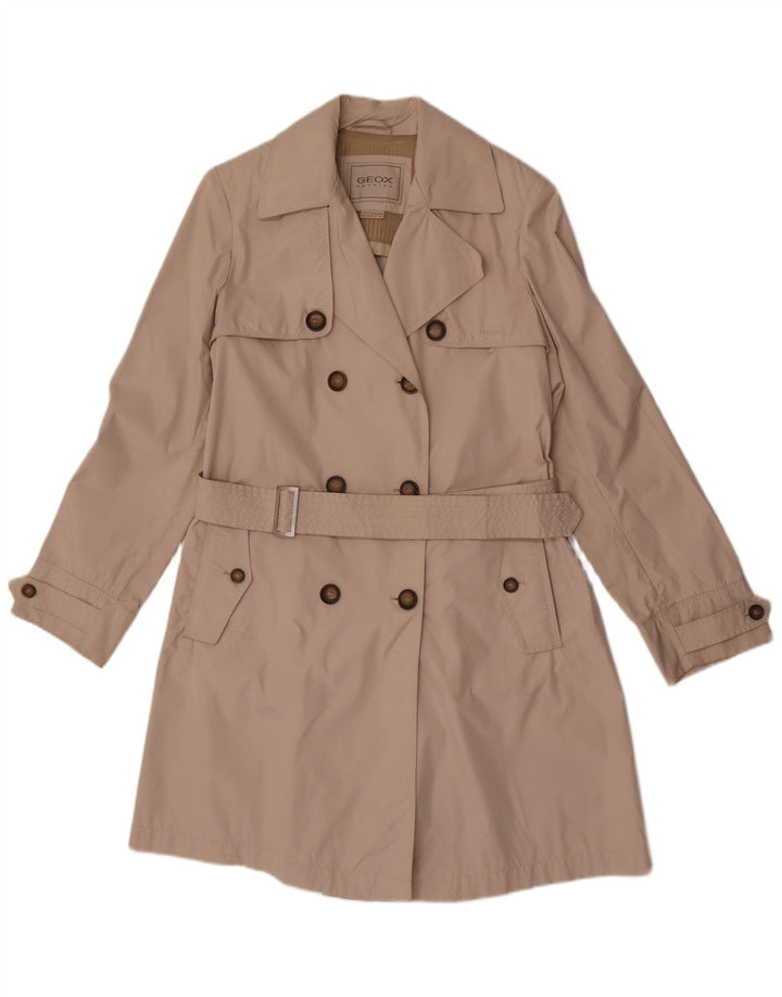 Gabardina Geox Respira de doble botonadura para mujer UK 8 Small Beige Poliéster