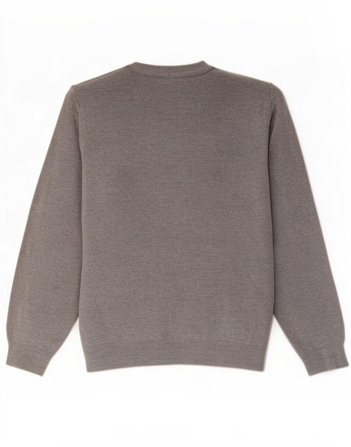 Marks & Spencer Jersey con cuello barco para hombre, talla grande, algodón gris
