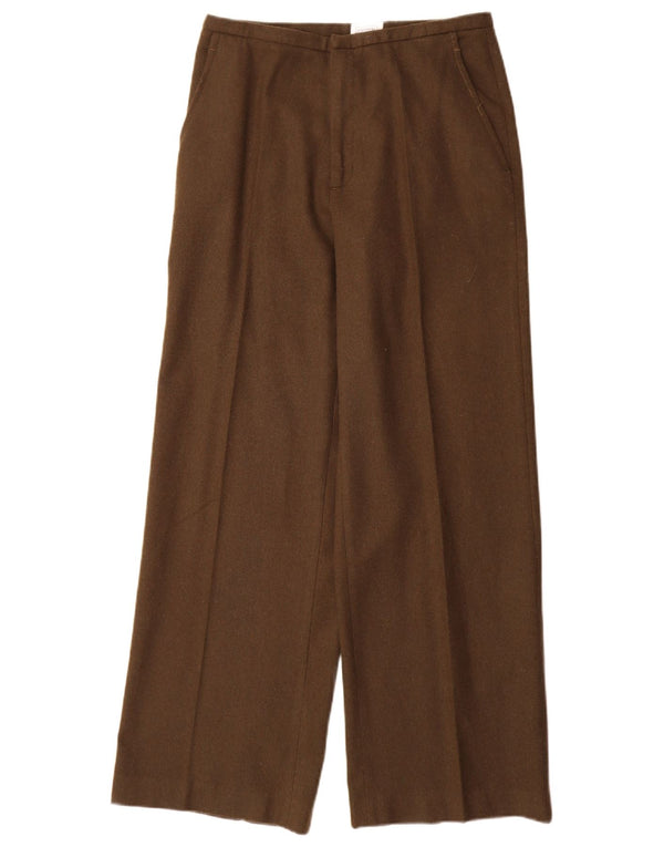 Stefanel Pantalones casuales de pierna ancha para mujer EU 40 Medium W28 L30 Lana caqui