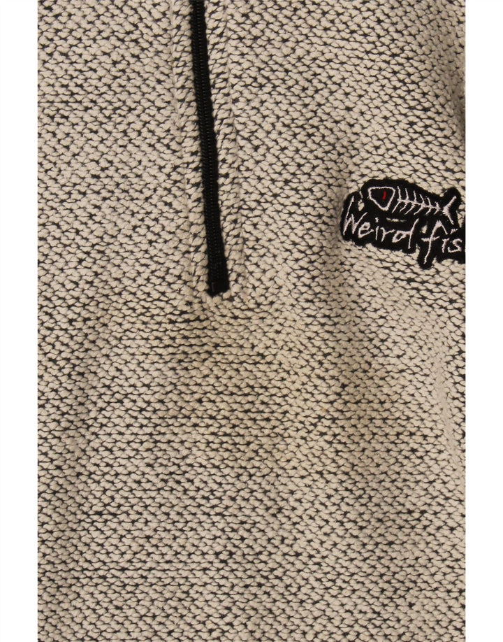 Weird Fish - Sudadera con cuello y cremallera para hombre, jersey de algodón moteado en gris medio