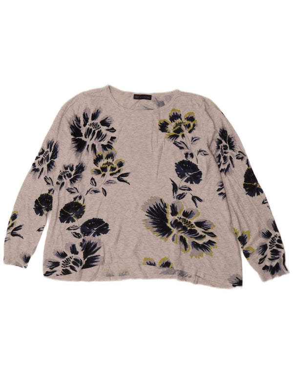 Marks & Spencer Top Mujer Manga Larga UK 40 XL Viscosa Floral Gris