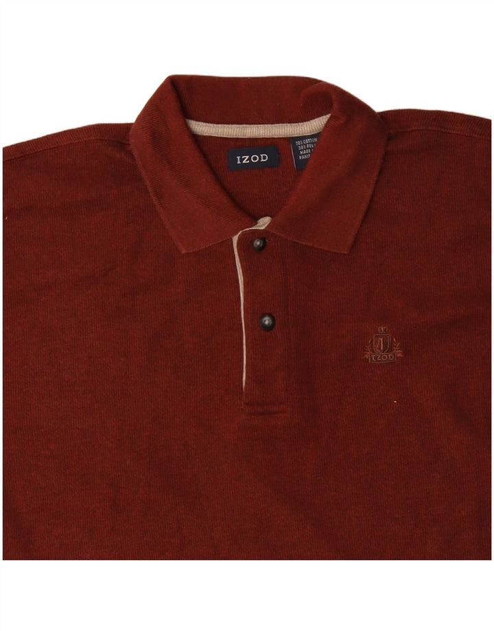 IZOD Jersey con cuello tipo polo para hombre, talla grande, algodón granate