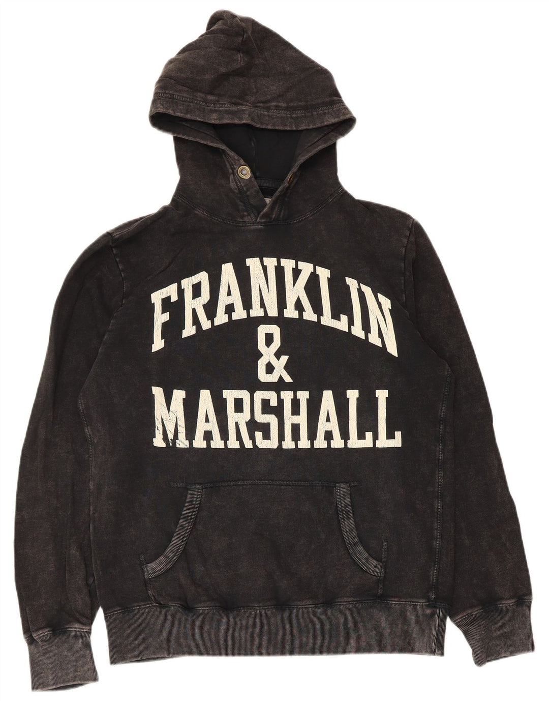 Franklin Marshall - Sudadera con capucha para hombre, diseño gráfico, tamaño mediano, algodón negro