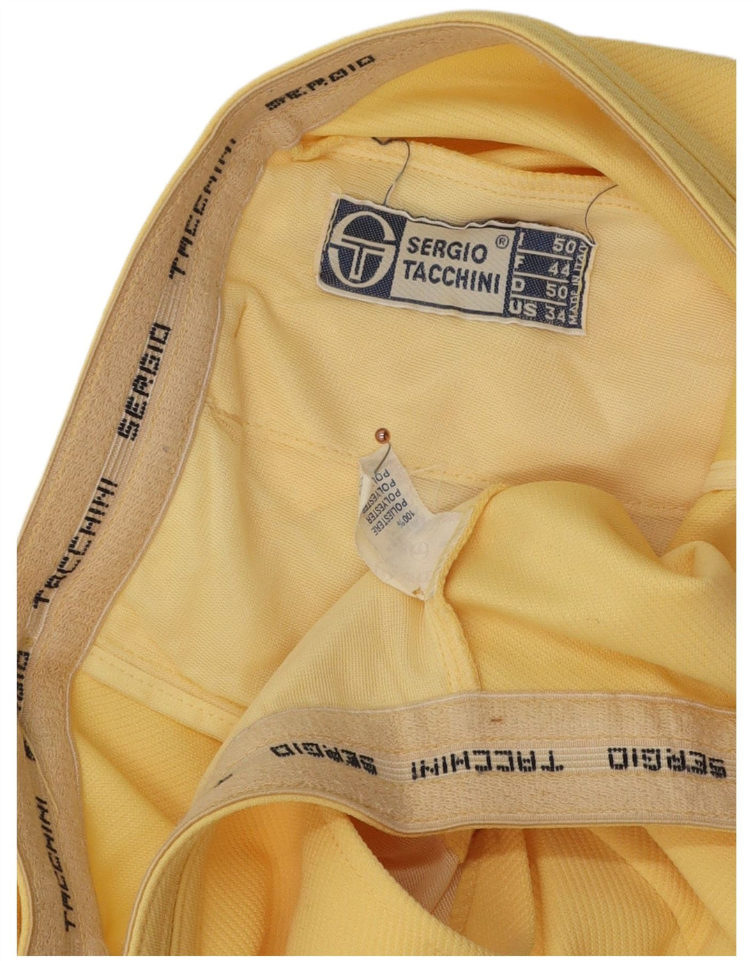 Sergio Tacchini Pantalones cortos chinos para hombre IT 50 Large W34 Poliéster amarillo