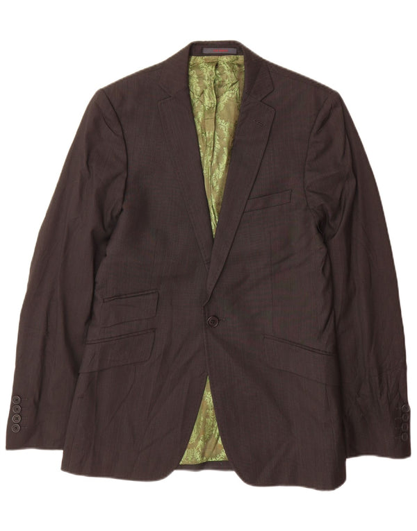 Ted Baker Chaqueta tipo blazer con 1 botón para hombre Talla 38 Lana a rayas gris medio