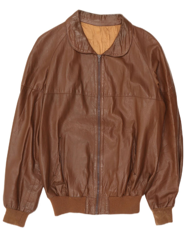 Chaqueta de cuero vintage para hombre Reino Unido 38 Marrón medio