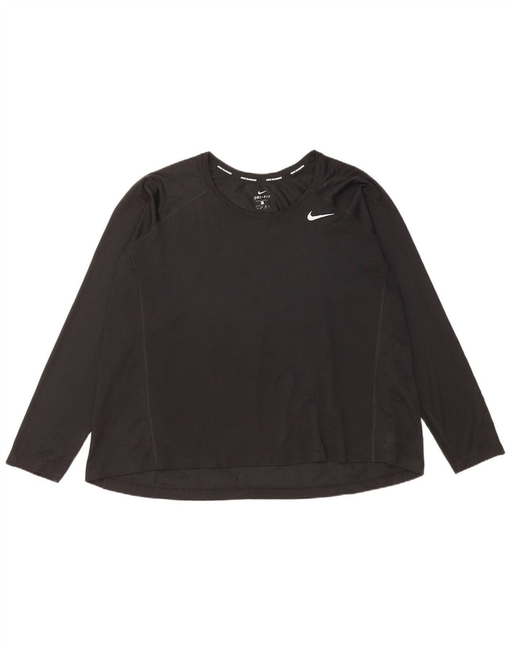 Nike Mujer Dri Fit Top Manga Larga UK 22 3XL Negro Poliéster