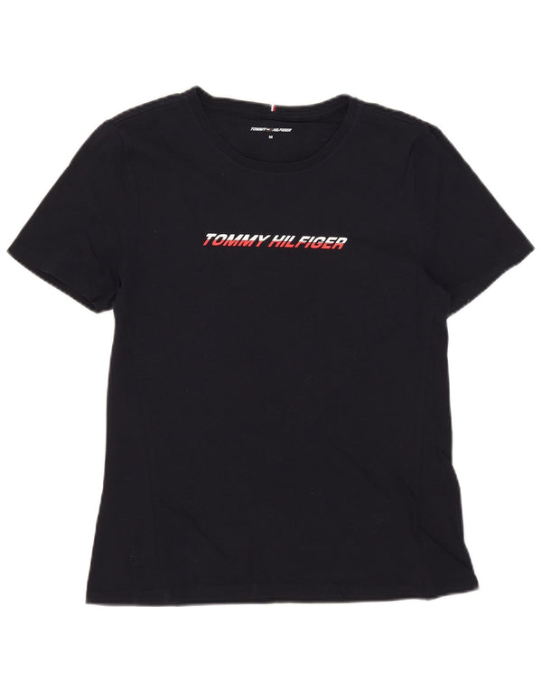 Tommy Hilfiger Camiseta gráfica para mujer Top UK 12 Medium Azul marino Algodón